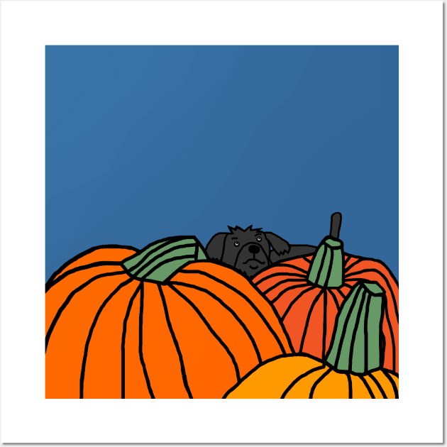 Cute Dog waiting in the Halloween Pumpkin Patch Wall Art by ellenhenryart